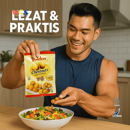 Golden Chestnuts Kernel 120g (2 Sachet x 60g) – Kacang Kastanye Panggang Siap Santap Praktis