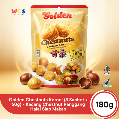 Golden Chestnuts Kernel 180g (3 Sachets x 60g) - Ready-to-Eat Roasted Chestnuts