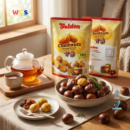 Golden Chestnuts Kernel 180g (3 Sachets x 60g) - Ready-to-Eat Roasted Chestnuts