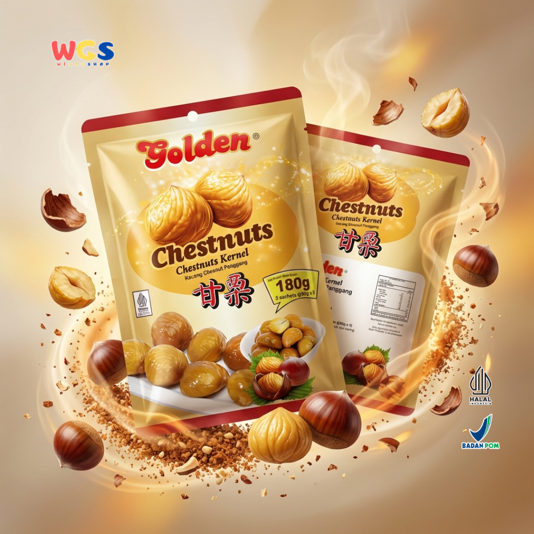 Golden Chestnuts Kernel 180g (3 Sachets x 60g) - Ready-to-Eat Roasted Chestnuts