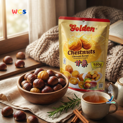 Golden Chestnuts Kernel 180g (3 Sachets x 60g) - Ready-to-Eat Roasted Chestnuts