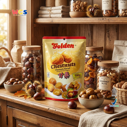 Golden Chestnuts Kernel 180g (3 Sachets x 60g) - Ready-to-Eat Roasted Chestnuts