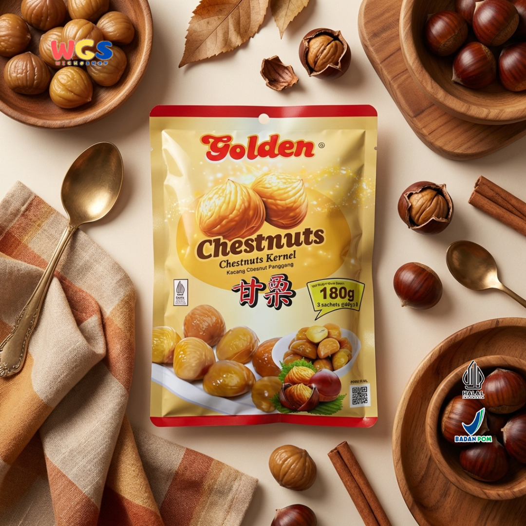 Golden Chestnuts Kernel 180g (3 Sachets x 60g) - Ready-to-Eat Roasted Chestnuts
