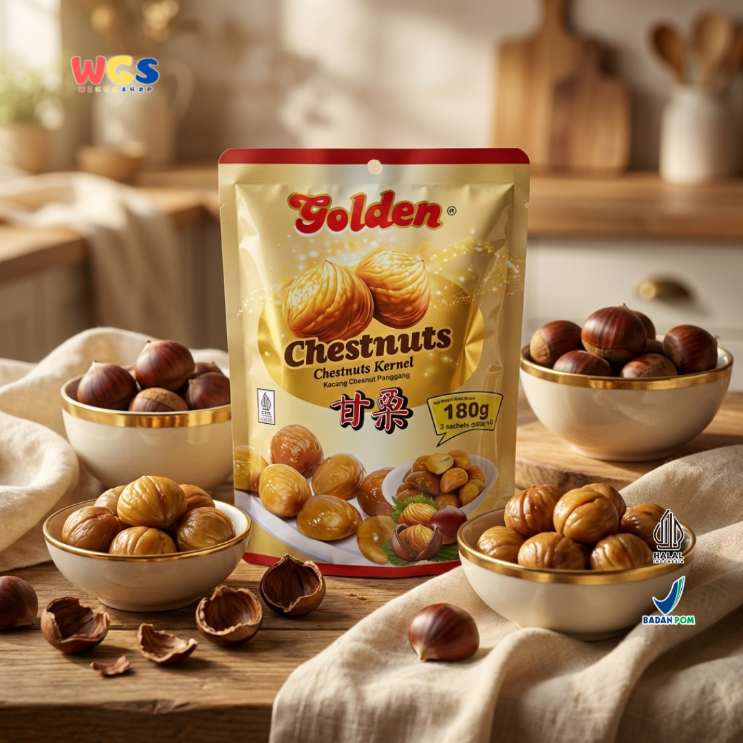 Golden Chestnuts Kernel 180g (3 Sachets x 60g) - Ready-to-Eat Roasted Chestnuts