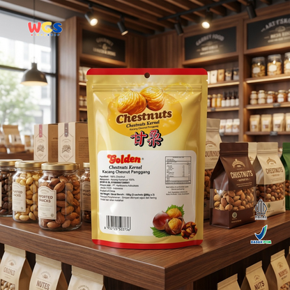 Golden Chestnuts Kernel 180g (3 Sachets x 60g) - Ready-to-Eat Roasted Chestnuts