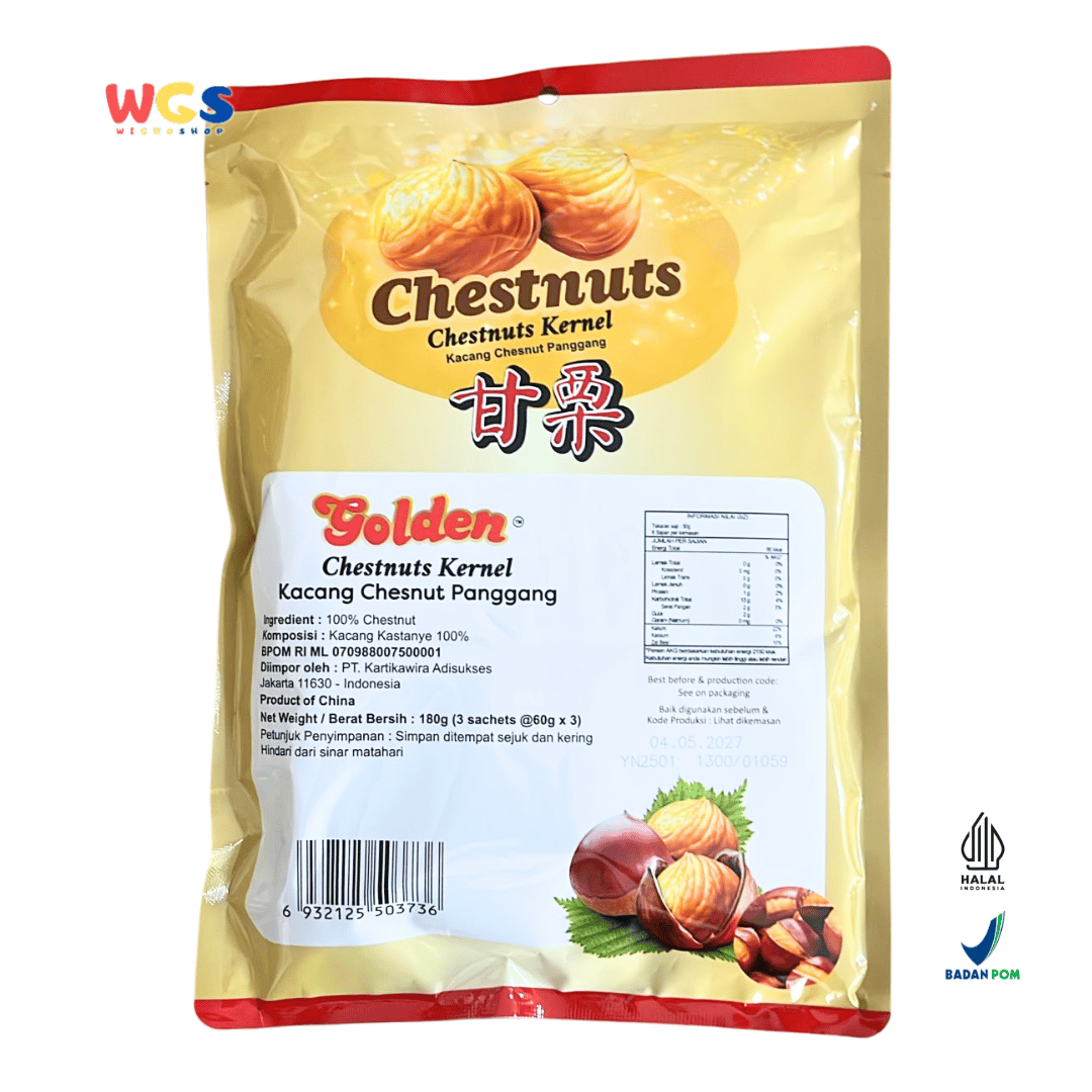 Golden Chestnuts Kernel 180g (3 Sachet x 60g) - Kacang Chestnut Panggang Siap Santap