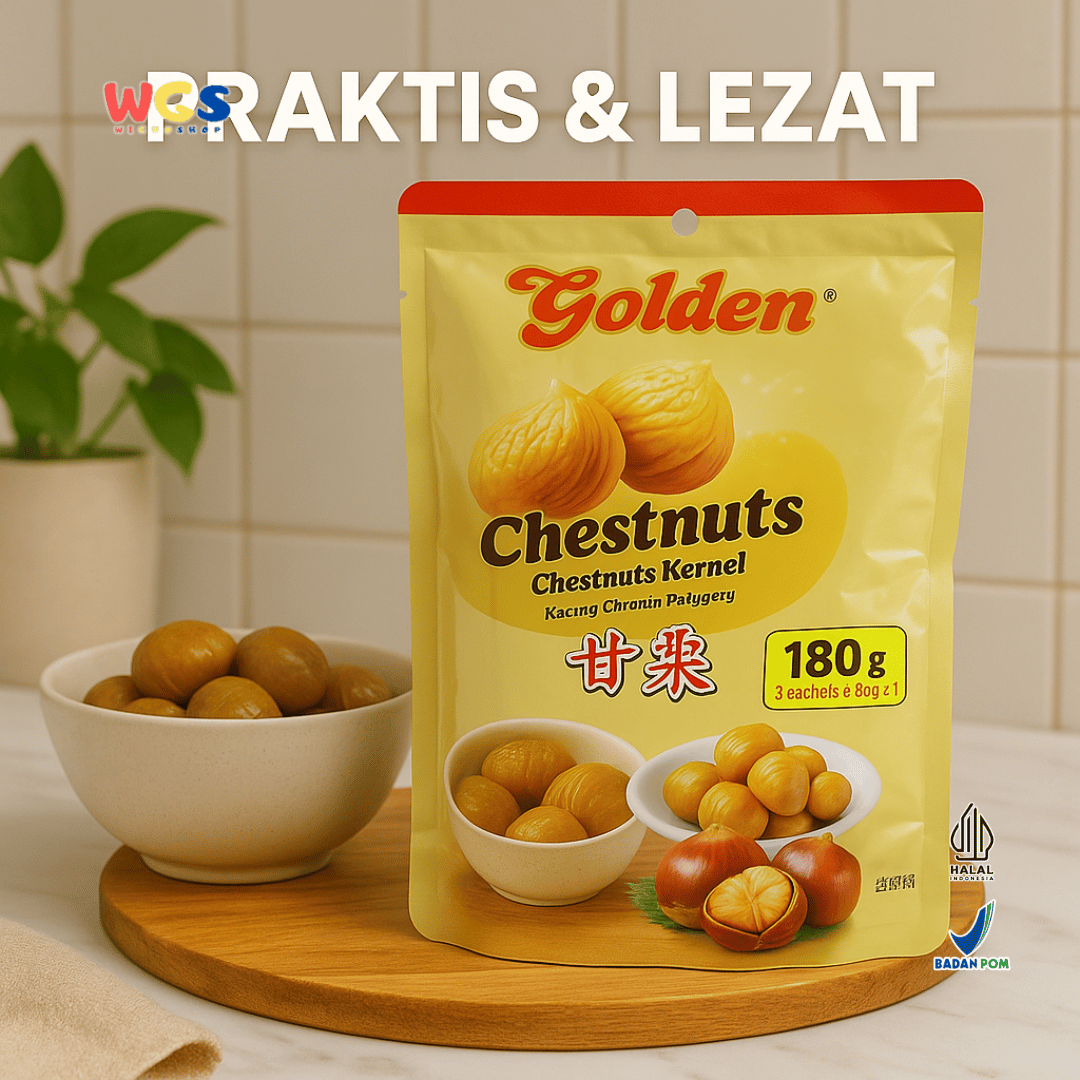 Golden Chestnuts Kernel 180g (3 Sachet x 60g) - Kacang Chestnut Panggang Siap Santap
