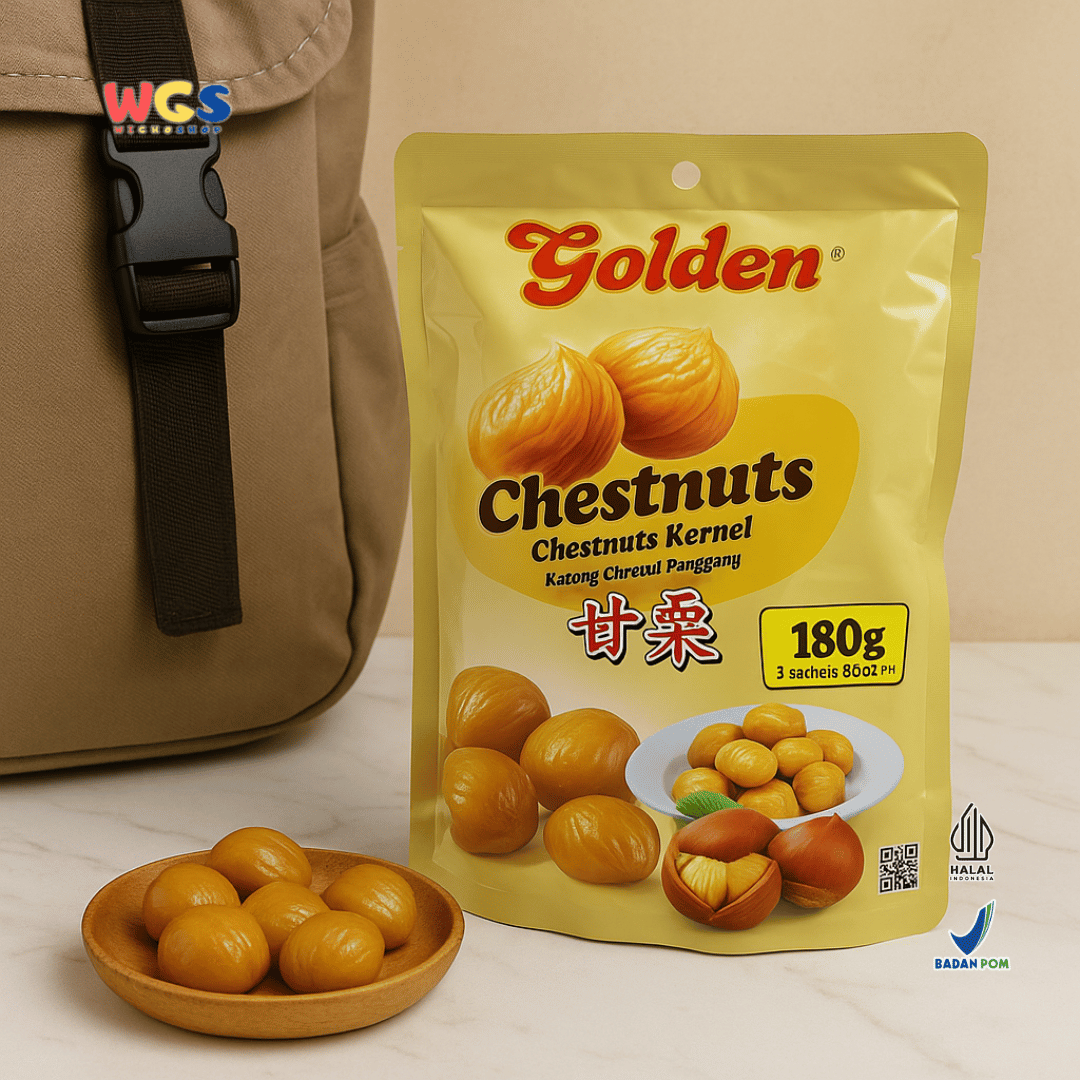 Golden Chestnuts Kernel 180g (3 Sachet x 60g) - Kacang Chestnut Panggang Siap Santap
