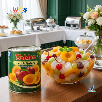 Golden Premium Peach Halves in Heavy Syrup From Greece 820 gr - Peach