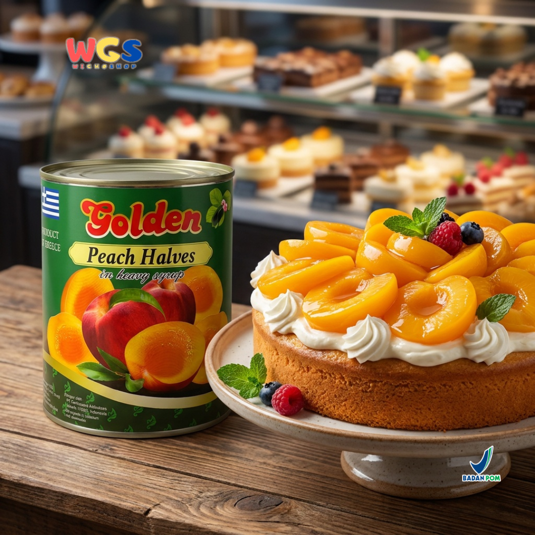 Golden Premium Peach Halves in Heavy Syrup From Greece 820 gr - Peach