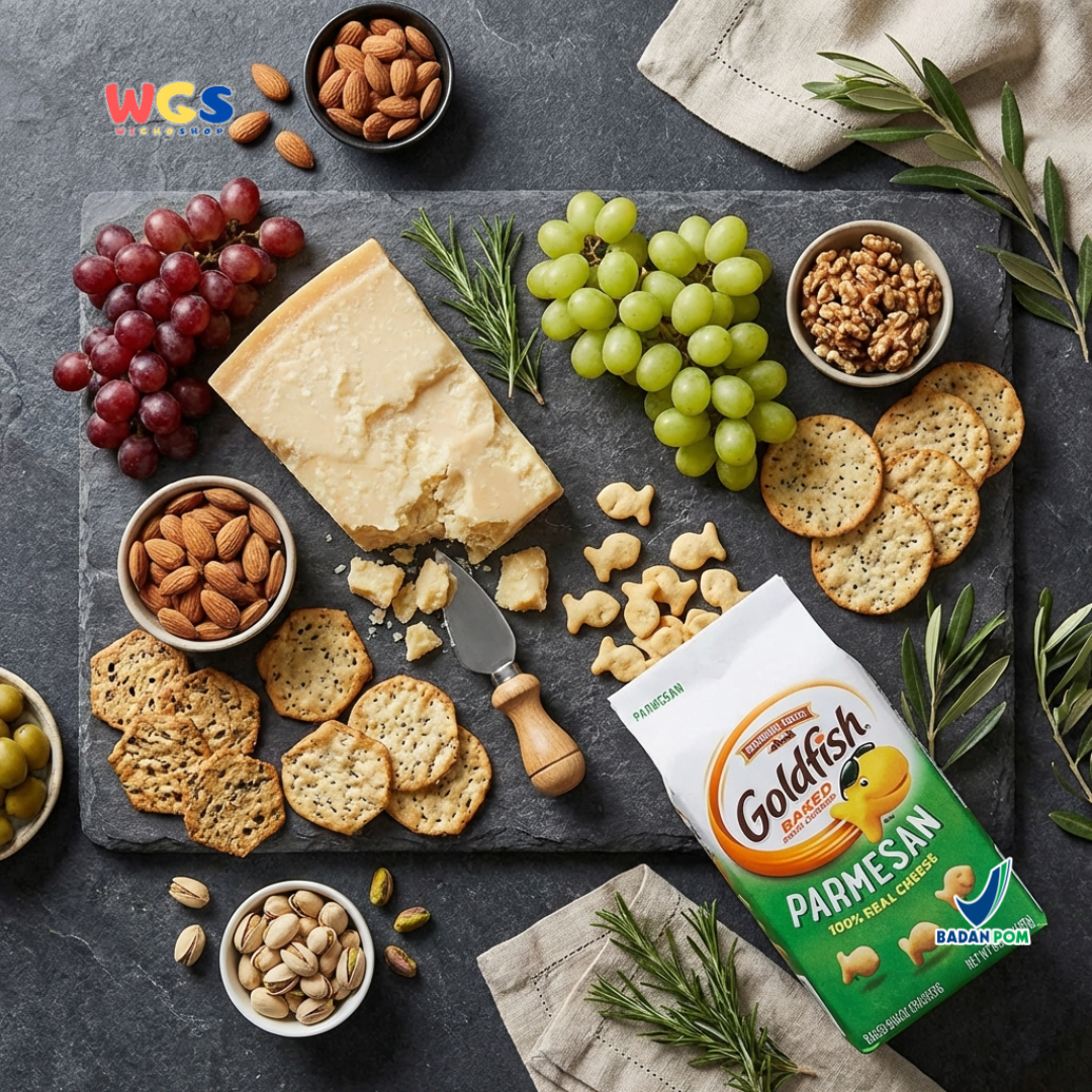 Goldfish Parmesan Cheese Crackers 187g – Biskuit Panggang Rasa Keju Parmesan Asli 100%
