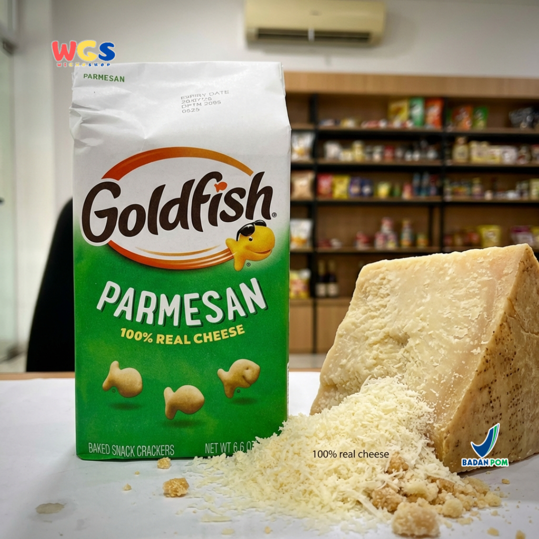 Goldfish Parmesan Cheese Crackers 187g – Biskuit Panggang Rasa Keju Parmesan Asli 100%