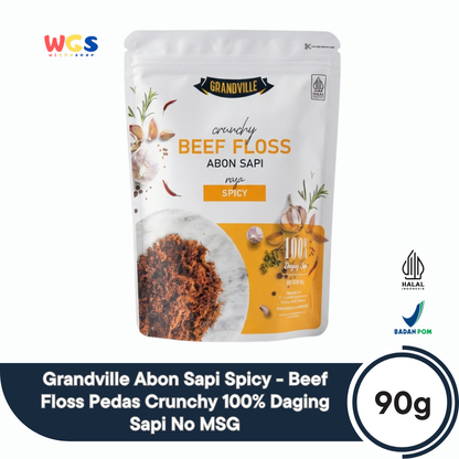 Grandville Abon Sapi Spicy 90g - Beef Floss Pedas Crunchy 100% Daging Sapi No MSG