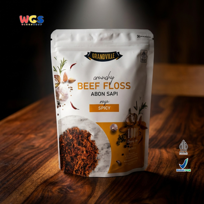 Grandville Abon Sapi Spicy 90g - Beef Floss Pedas Crunchy 100% Daging Sapi No MSG