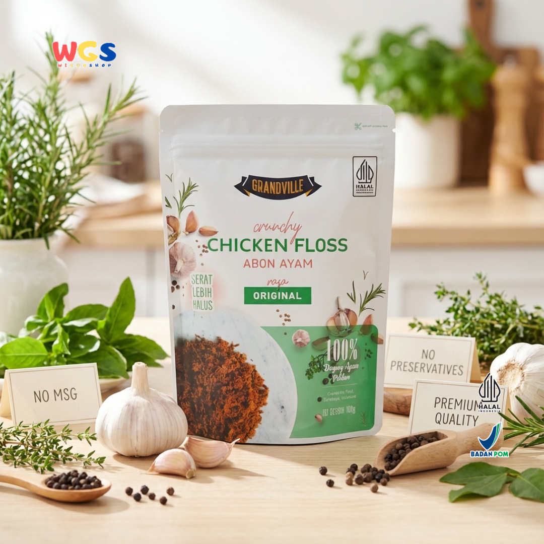 Grandville Crunchy Chicken Floss Original 100g - Abon Ayam Premium Halus Tanpa MSG