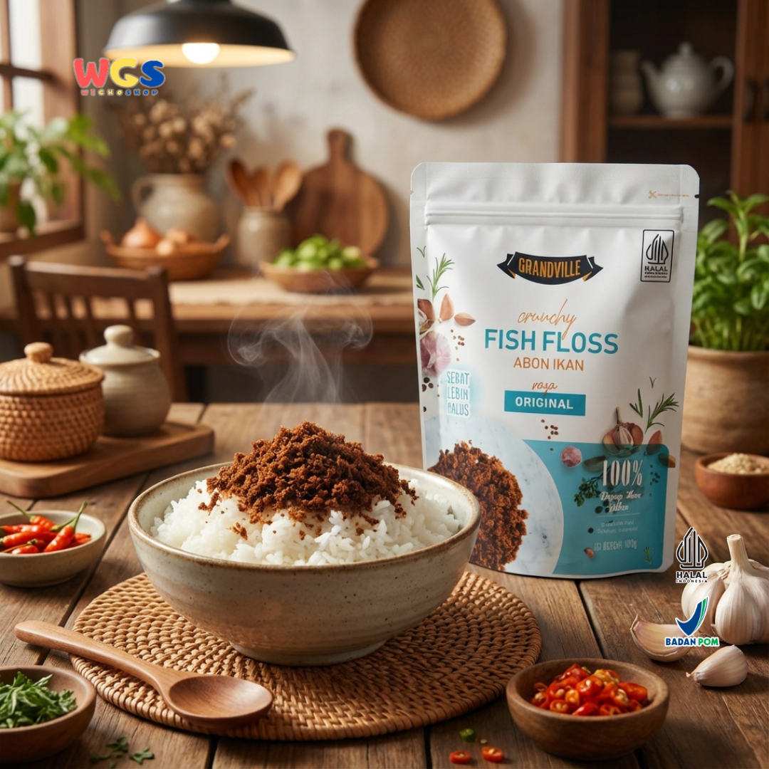 Grandville Crunchy Fish Floss Original 100g - Abon Ikan Premium Halus Tanpa MSG