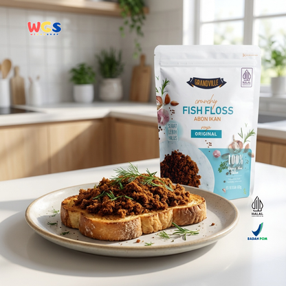 Grandville Crunchy Fish Floss Original 100g - Abon Ikan Premium Halus Tanpa MSG