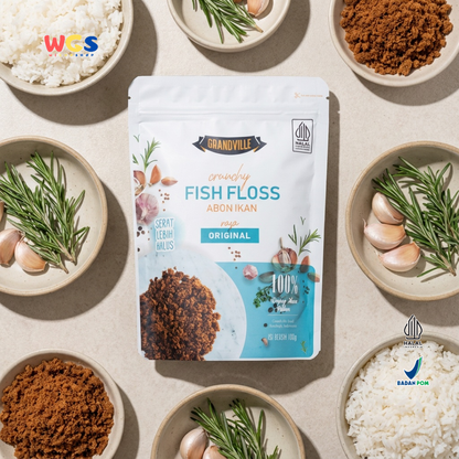 Grandville Crunchy Fish Floss Original 100g - Abon Ikan Premium Halus Tanpa MSG