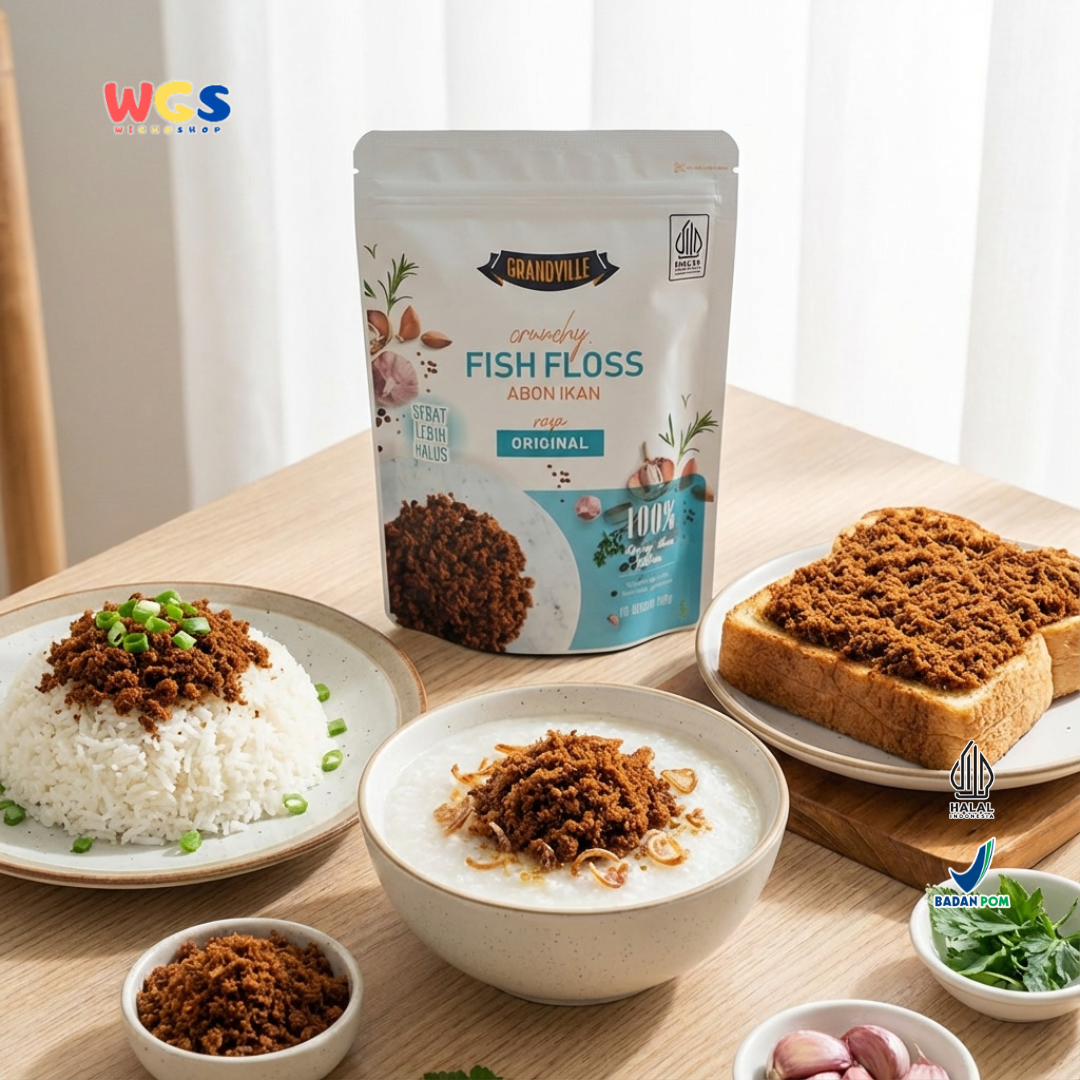 Grandville Crunchy Fish Floss Original 100g - Abon Ikan Premium Halus Tanpa MSG