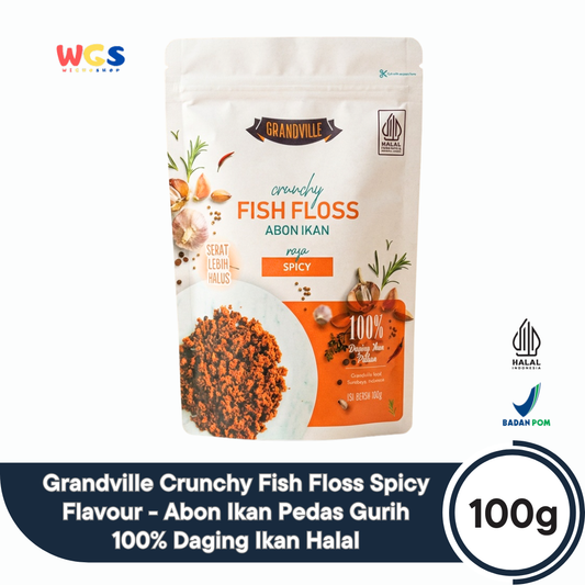 Grandville Crunchy Fish Floss Spicy Flavour 100g - Abon Ikan Pedas Gurih 100% Daging Ikan Halal