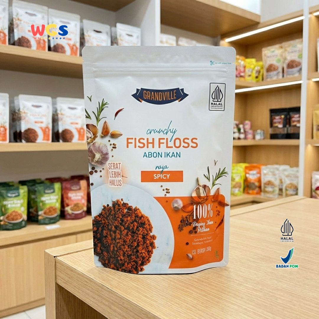 Grandville Crunchy Fish Floss Spicy Flavour 100g - Abon Ikan Pedas Gurih 100% Daging Ikan Halal