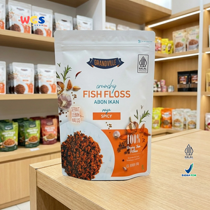 Grandville Crunchy Fish Floss Spicy Flavour 100g - Abon Ikan Pedas Gurih 100% Daging Ikan Halal