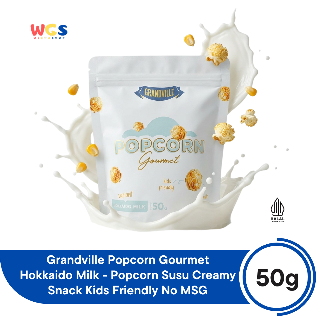 Grandville Popcorn Gourmet Hokkaido Milk 50g - Popcorn Susu Creamy Snack Kids Friendly No MSG