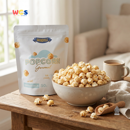 Grandville Popcorn Gourmet Hokkaido Milk 50g - Popcorn Susu Creamy Snack Kids Friendly No MSG