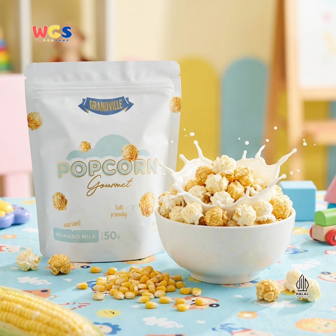 Grandville Popcorn Gourmet Hokkaido Milk 50g - Popcorn Susu Creamy Snack Kids Friendly No MSG