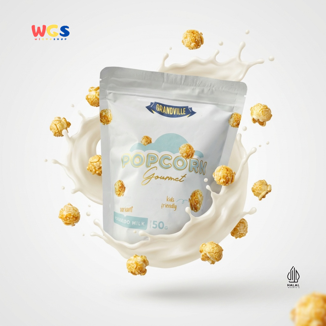Grandville Popcorn Gourmet Hokkaido Milk 50g - Popcorn Susu Creamy Snack Kids Friendly No MSG