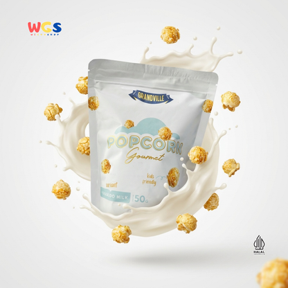 Grandville Popcorn Gourmet Hokkaido Milk 50g - Popcorn Susu Creamy Snack Kids Friendly No MSG