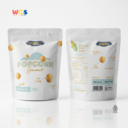 Grandville Popcorn Gourmet Hokkaido Milk 50g - Popcorn Susu Creamy Snack Kids Friendly No MSG