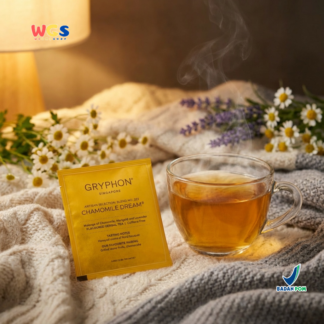 Gryphon Chamomile Dream Artisan Herbal Tea 2,5g (1 Sachet) – Teh Herbal Chamomile Caffeine Free