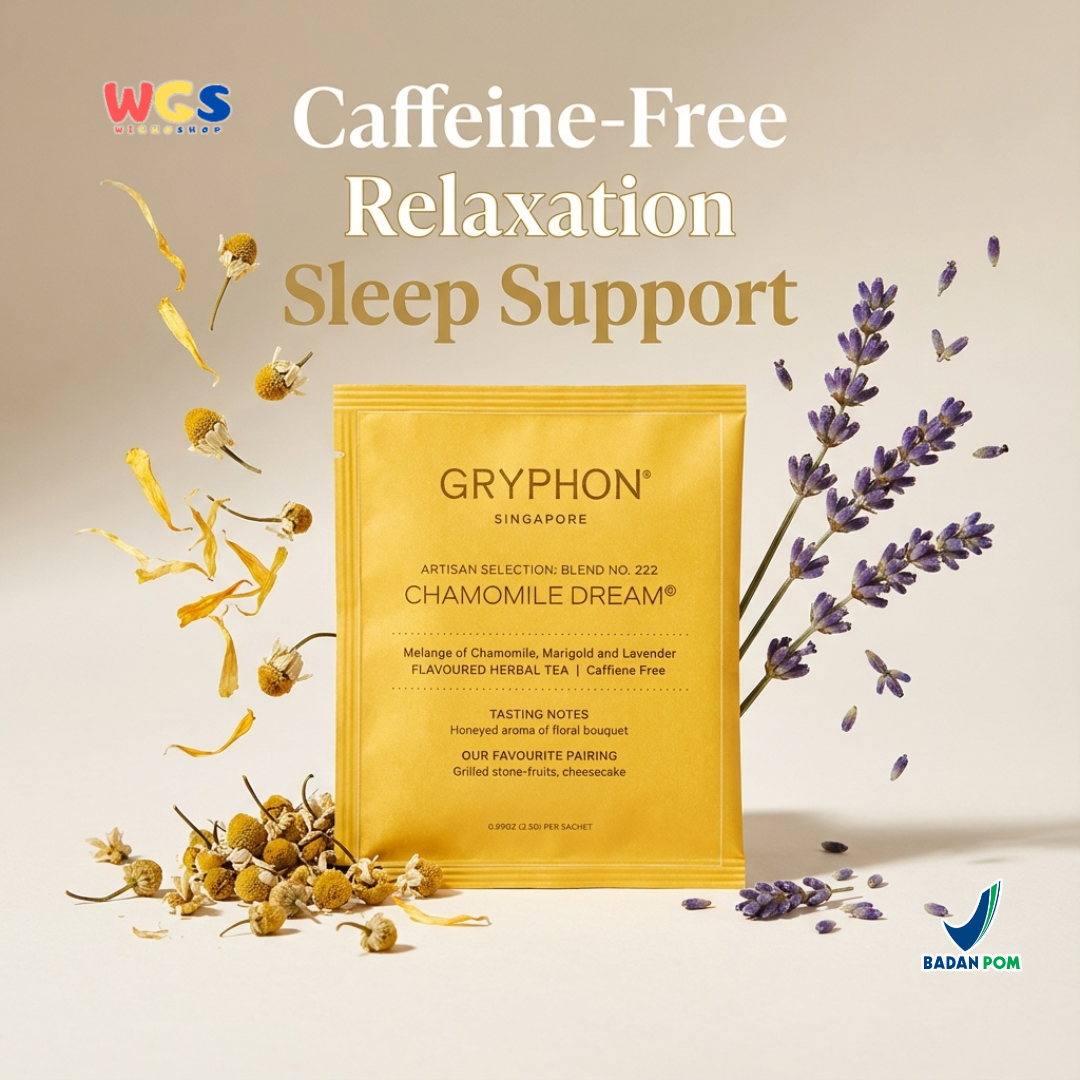 Gryphon Chamomile Dream Artisan Herbal Tea 2,5g (1 Sachet) – Teh Herbal Chamomile Caffeine Free