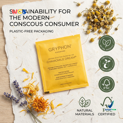 Gryphon Chamomile Dream Artisan Herbal Tea 2,5g (1 Sachet) – Teh Herbal Chamomile Caffeine Free