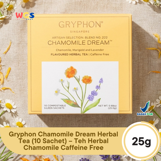 Gryphon Chamomile Dream Herbal Tea 25g (10 Sachet) – Teh Herbal Chamomile Caffeine Free