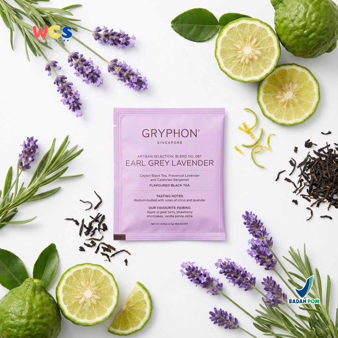 Gryphon Earl Grey Lavender Artisan Black Tea 2,5g (1 Sachet) – Teh Hitam Bergamot & Lavender