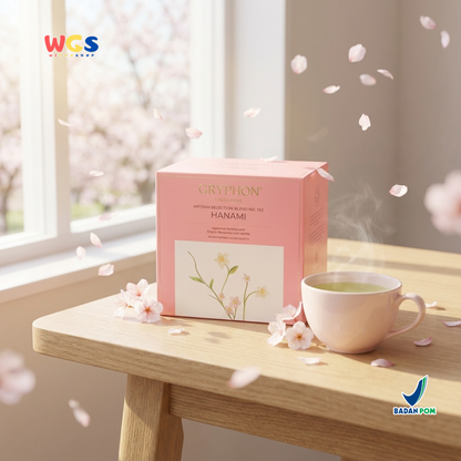 Gryphon Hanami Artisan Green Tea 25g (10 Sachet) – Teh Hijau Jepang Sencha Cherry Blossom & Vanilla