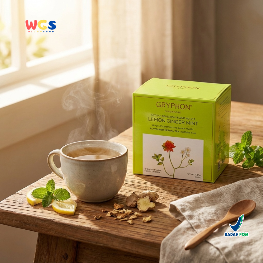 Gryphon Lemon Ginger Mint Artisan Herbal Tea 35g (10 Sachet) – Teh Herbal Jahe Lemon Mint Non Kafein
