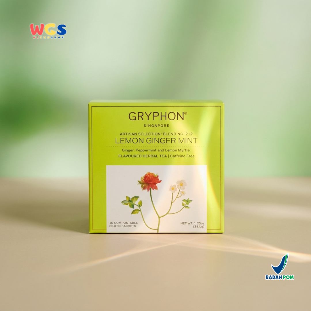 Gryphon Lemon Ginger Mint Artisan Herbal Tea 35g (10 Sachet) – Teh Herbal Jahe Lemon Mint Non Kafein