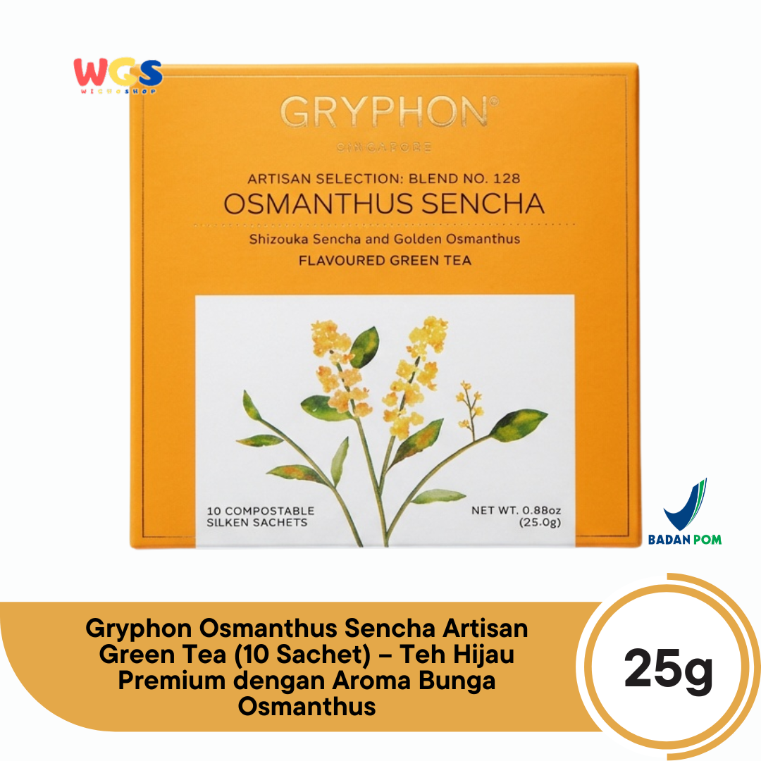 Gryphon Osmanthus Sencha Artisan Green Tea 25g (10 Sachet) - Teh Hijau Premium Bunga Osmanthus
