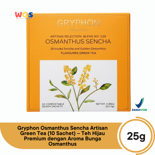 Gryphon Osmanthus Sencha Artisan Green Tea 25g (10 Sachet) - Teh Hijau Premium Bunga Osmanthus