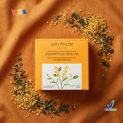Gryphon Osmanthus Sencha Artisan Green Tea 25g (10 Sachet) - Teh Hijau Premium Bunga Osmanthus
