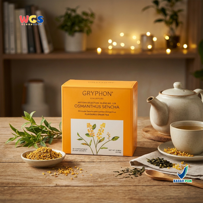 Gryphon Osmanthus Sencha Artisan Green Tea 25g (10 Sachet) - Teh Hijau Premium Bunga Osmanthus