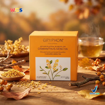 Gryphon Osmanthus Sencha Artisan Green Tea 25g (10 Sachet) - Teh Hijau Premium Bunga Osmanthus