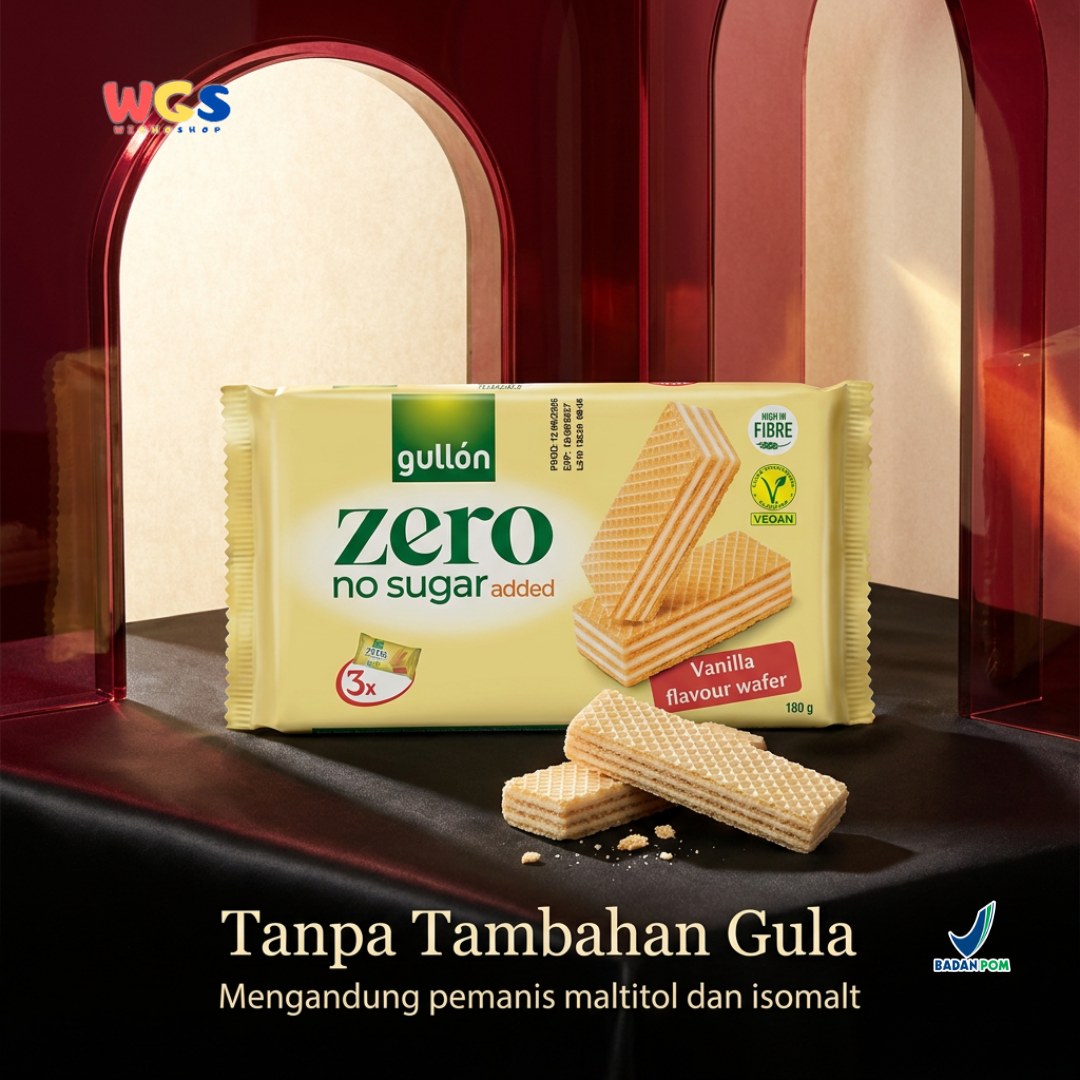 Gullon Zero Vanilla Wafer 180g - Wafer Vanila Tanpa Gula Tambahan Tinggi Serat Vegan