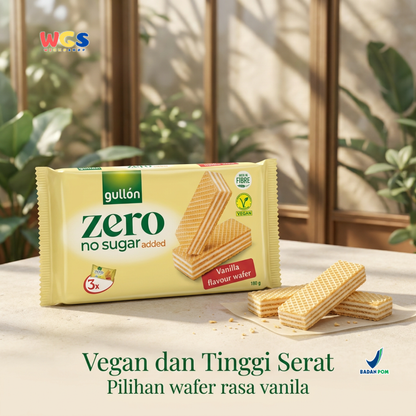 Gullon Zero Vanilla Wafer 180g - Wafer Vanila Tanpa Gula Tambahan Tinggi Serat Vegan