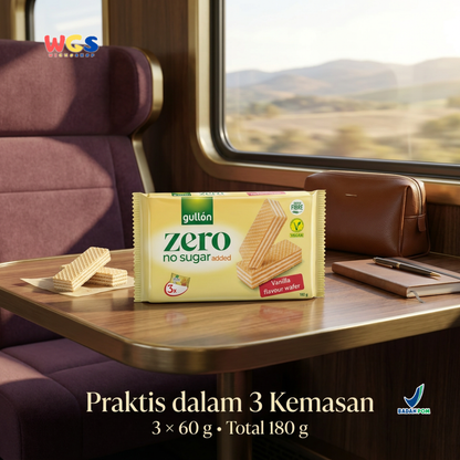 Gullon Zero Vanilla Wafer 180g - Wafer Vanila Tanpa Gula Tambahan Tinggi Serat Vegan