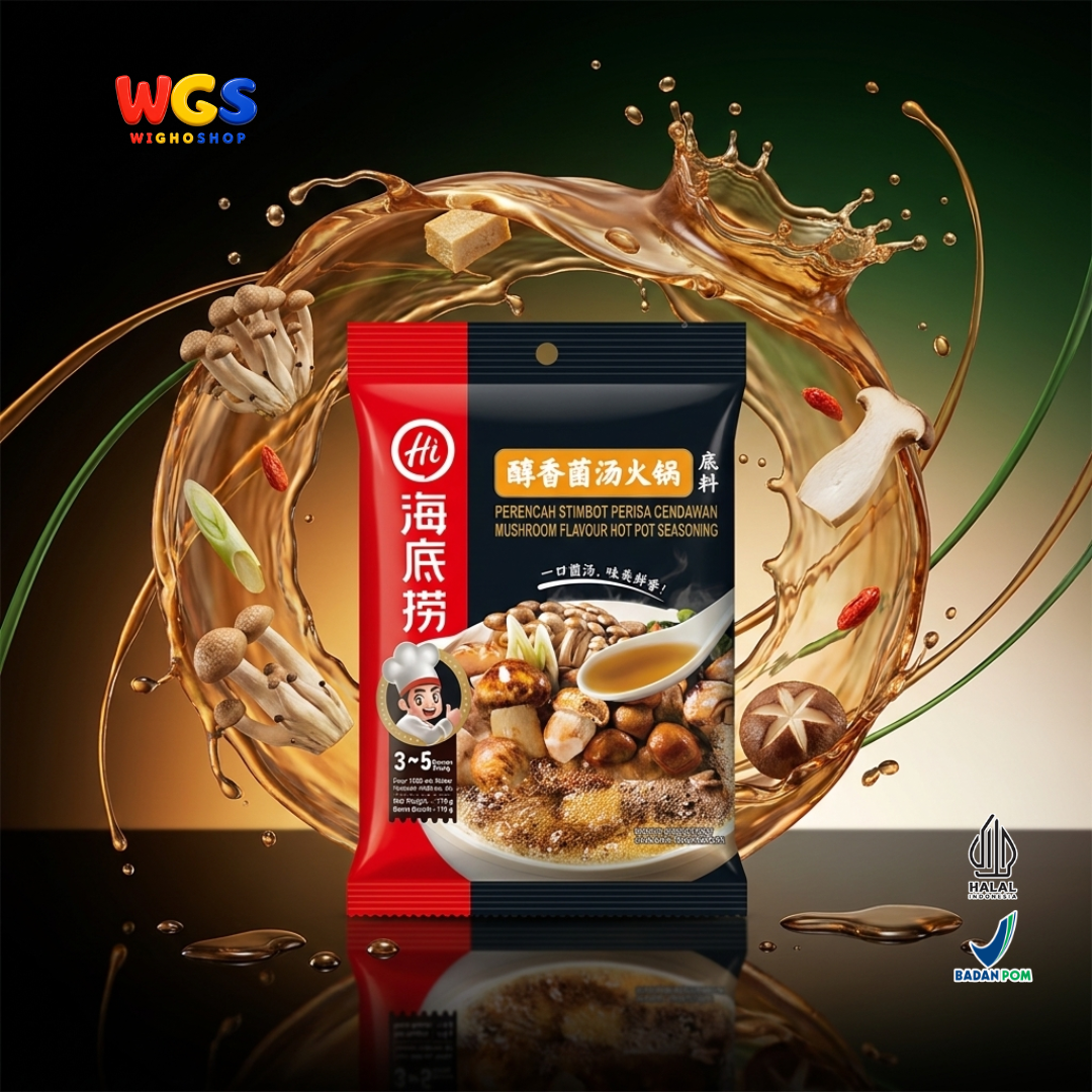 Haidilao Mushroom Flavour Hot Pot Seasoning 110g - Bumbu Kuah Kaldu Jamur Instan Soup Base Shabu Suki Stimbot 3-5 Orang