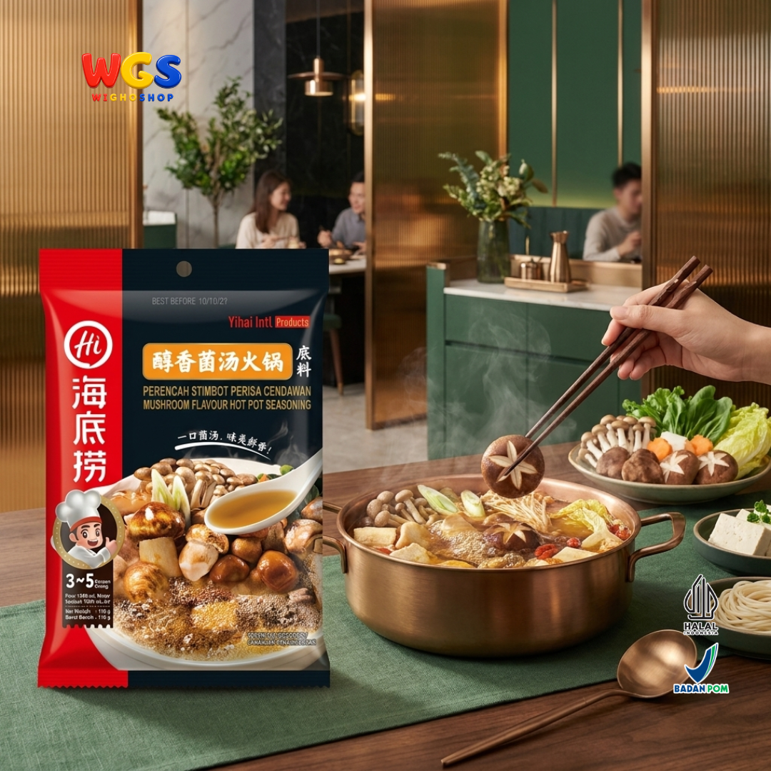 Haidilao Mushroom Flavour Hot Pot Seasoning 110g - Bumbu Kuah Kaldu Jamur Instan Soup Base Shabu Suki Stimbot 3-5 Orang